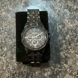Bulova men’s watch-black with Swarovski crystals, extra links included
